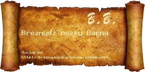 Breznyánszky Barna névjegykártya